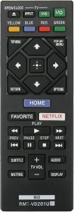 Allimity Controle remoto de substituição RMT-VB201U RMTVB201U compatível com Sony 4K Ultra HD Blu-ray Disc DVD Player UBP-X700 BDP-S1700 BDP-S3700 BDP-BX370 UBP-X700/M UBP-UX70