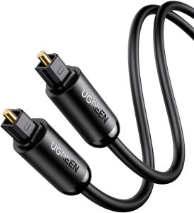 Cabo de áudio óptico UGREEN cabo de áudio digital Toslink para home theater, barra de som, TV, PS4, Xbox, Blu-Ray Players, Playstation e mais (10 pés)