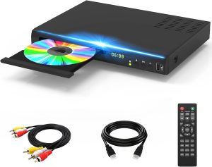 Leitor de DVD Blu Ray, sistema de disco de home theater 1080p, reproduz todos os DVDs e Blu-rays da região A 1, suporta unidade flash USB máxima de 128 G + saída HDMI/AV/coaxial + PAL/NTSC integrado