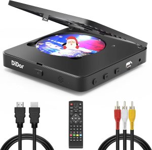 Super Mini Blu-ray HD DVD para TV, Home Theater Blue-ray 1080p, portátil com controle remoto + cabo HDMI AV + PAL/NTSC integrado, suporta entrada USB