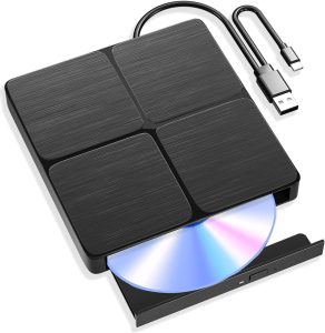 Unidade Blu-Ray Externa – Unidade de Bluray Ótica 3D Portátil para Laptop, USB 3.0 e Tipo C Blu-Ray, Leitura e Gravação BD/DVD/CD, Bluray Burner Externo Compatível com Windows XP/7/8/10/11, Linux, Mac