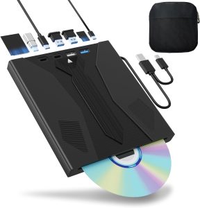 Unidade Blu Ray externa 8 em 1, suporta disco USB 3.0 de 100 G e gravador Blu Ray portátil Blu Ray DVD/CD/BD Player, 3D Optical Bluray Drive compatível com Windows Macos para MacBook Laptop Desktop